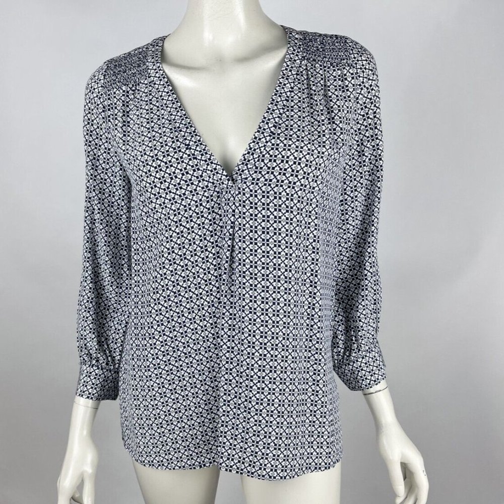 Joie 100% Silk Blouse Top Women S EUC V-neck 3/4 Sleeve Lightweight Tunic